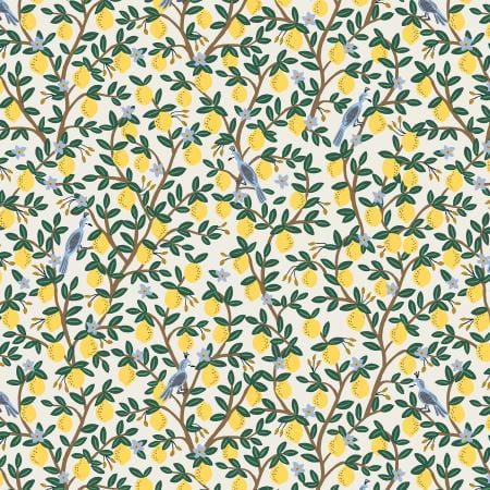 Lemon Grove - Cream Metallic Cotton Fabric ~ Camont Collection by Rifle Paper Co.
