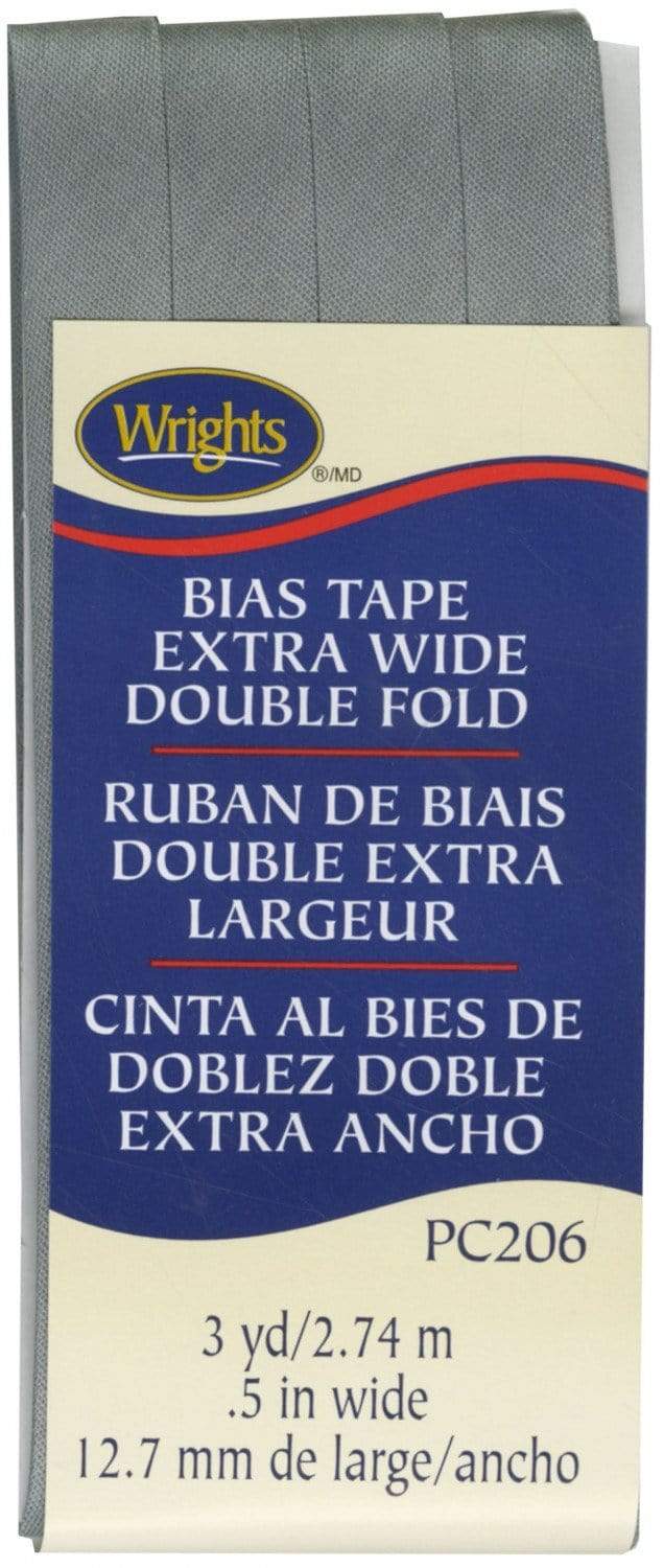 Light Grey, 1/2" Double Fold Bias Tape, Wrights