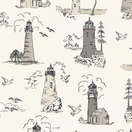 Lighthouse on Sand Fabric - Smooth Seas Collection - by RJR Studio