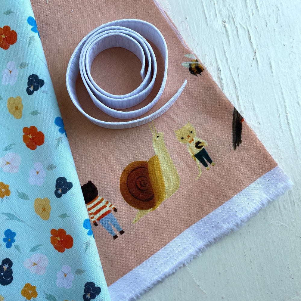 Littlest Family's Big Day - Child's Skirt Kit - Blush Border with Aqua Flowers Cuff