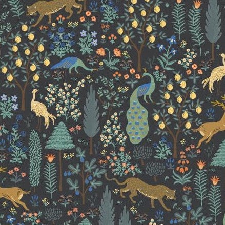 Menagerie - Black Metallic Fabric ~ Camont Collection by Rifle Paper Co.