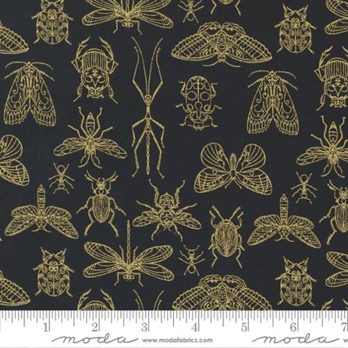 Midnight Insects in Night Metallic - Meadowmere by Gingiber - MODA