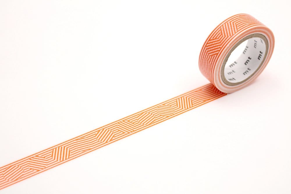 mt Washi Tape - 15mm wide - border and circle orange