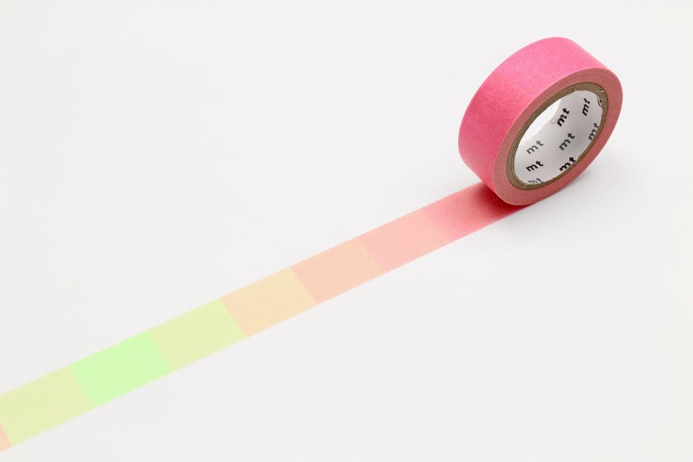 mt Washi Tape - 15mm wide - Fluorescent Gradation Pink x Green