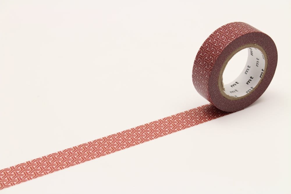 mt Washi Tape - 15mm wide - hexagons kumikikkou bengala dyestalk red