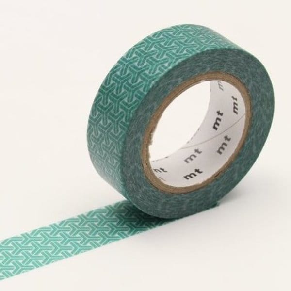 mt Washi Tape - 15mm wide - hexagons kumikikkou rokushou mineral green