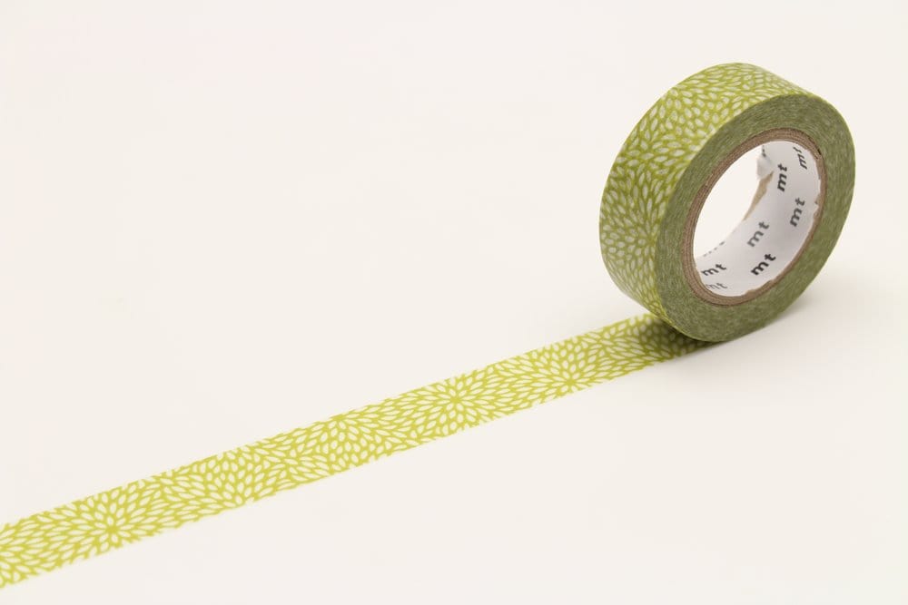 mt Washi Tape - 15mm wide - petals mujinagiku hiwa green