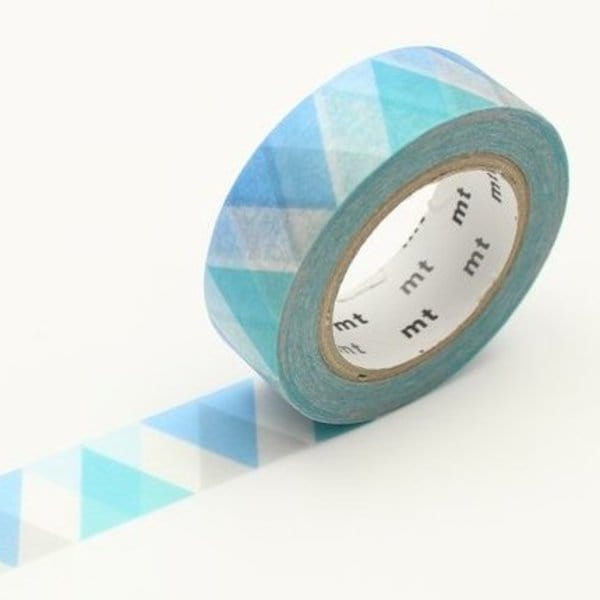 mt Washi Tape - 15mm wide - triangle and diamond blue