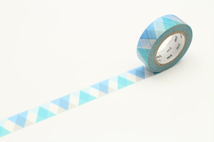 mt Washi Tape - 15mm wide - triangle and diamond blue