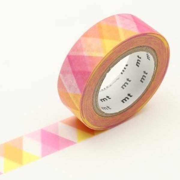 mt Washi Tape - 15mm wide - triangle and diamond pink