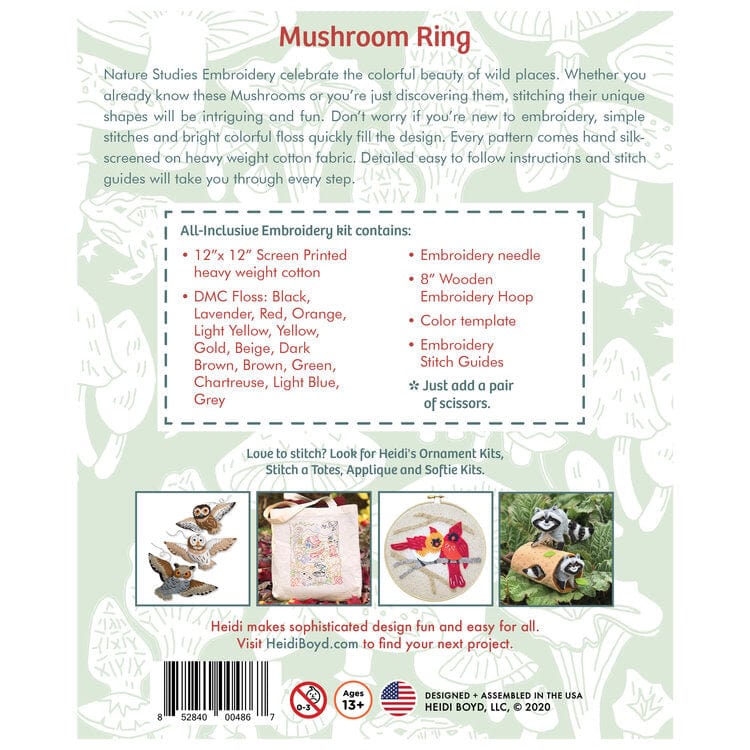 Nature Studies Embroidery Kit - Mushroom Ring - Heidi Boyd