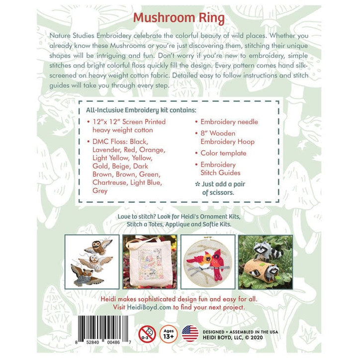 Nature Studies Embroidery Kit - Mushroom Ring - Heidi Boyd