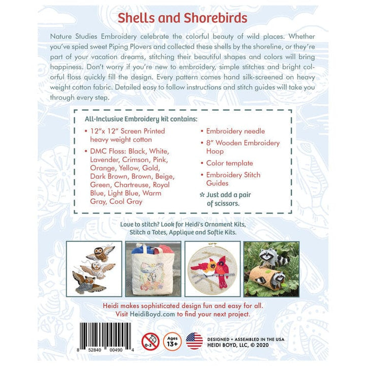 Nature Studies Embroidery Kit - Shells and Shorebirds - Heidi Boyd
