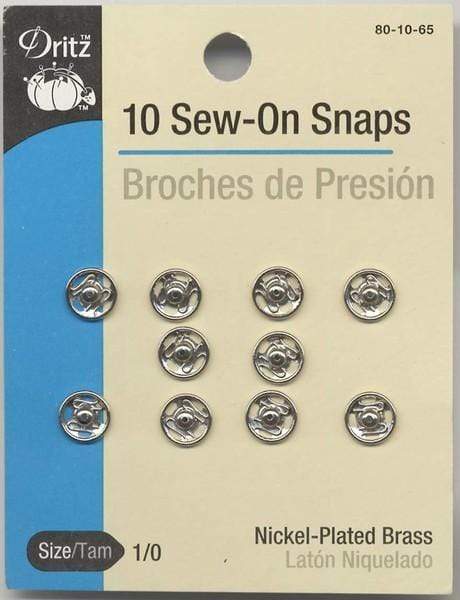 Nickel Sew On Snaps, Size 1/0