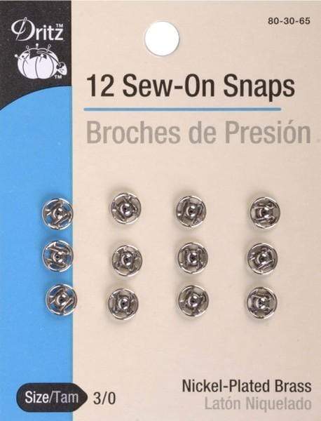 Nickel Sew On Snaps, Size 3/0