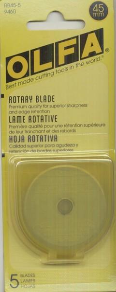 Olfa 45mm Rotary Blades, 5 Blades