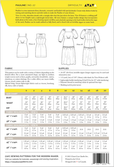 Pauline Dress - Closet Core Patterns - Sizes 0-20