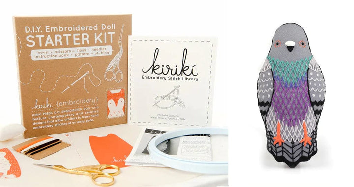 Pigeon Embroidery Kit from Kiriki