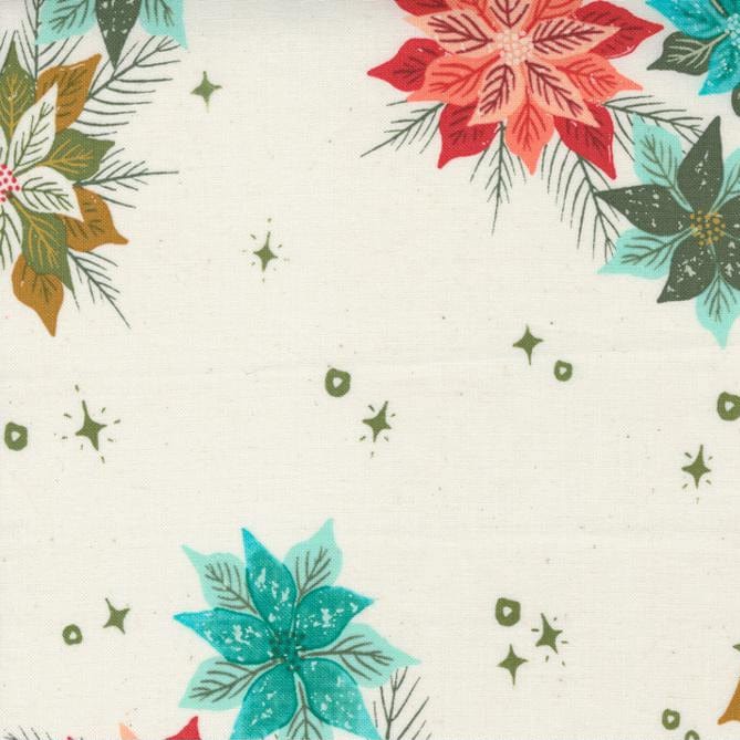Poinsettia Mix on Natural - Cheer and Merriment Collection - MODA