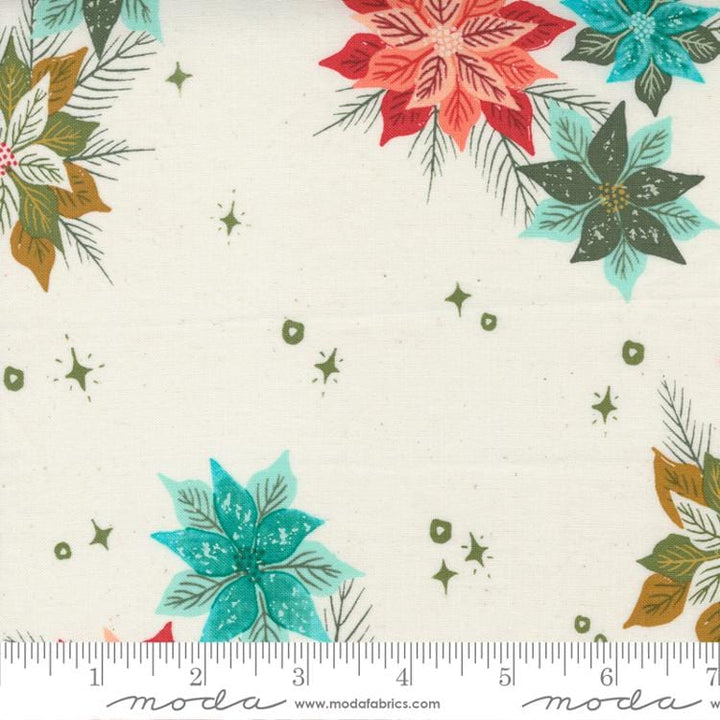 Poinsettia Mix on Natural - Cheer and Merriment Collection - MODA