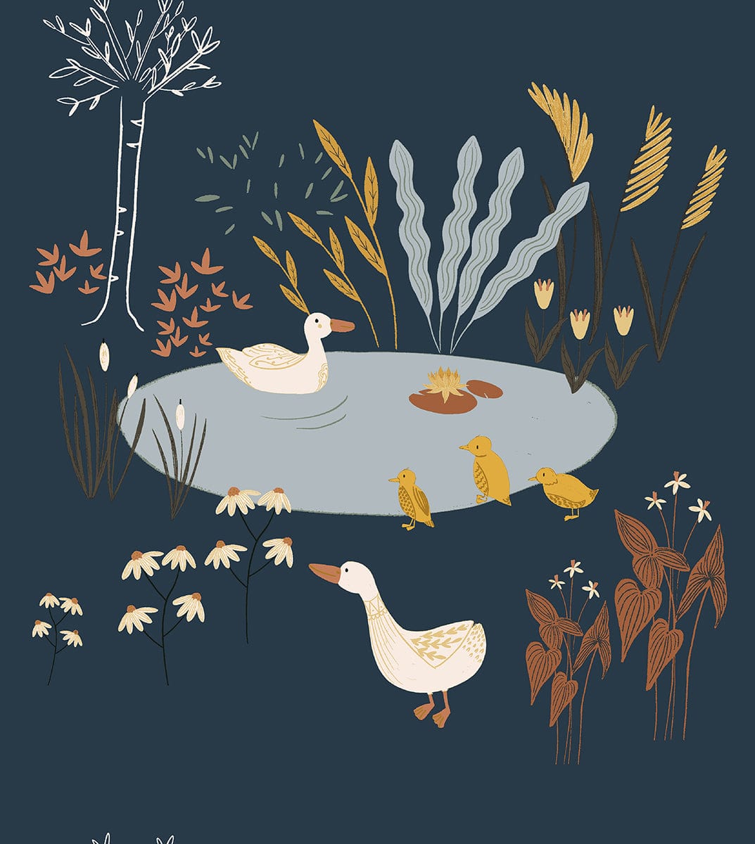 Pond Life by Indico Designs - Ducks on Lagoon Fabric