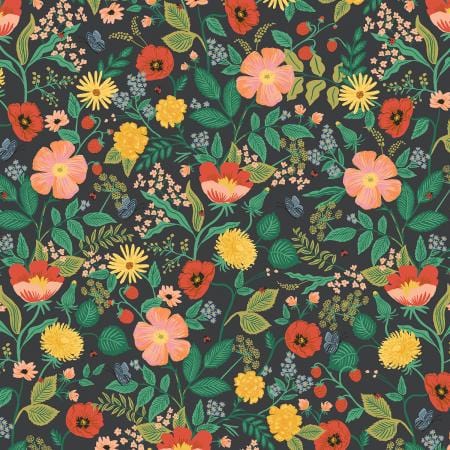 Poppy Fields - Black Cotton Fabric ~ Camont Collection by Rifle Paper Co.