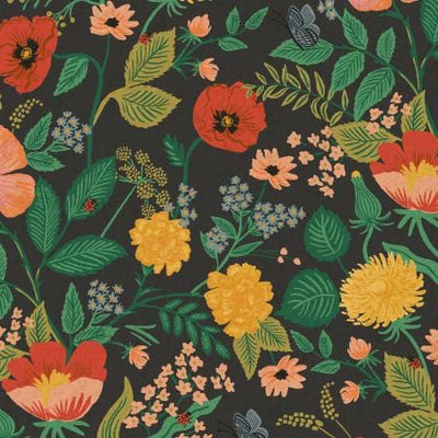 Poppy Fields - Black Unbleached Canvas ~ Camont Collection by Rifle Paper Co.