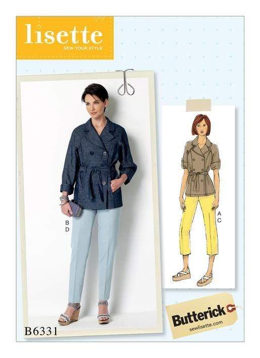 Raglan Sleeve Trench Jacket and Tapered Pants, Larger Sizes, Lisette for Butterick B6331
