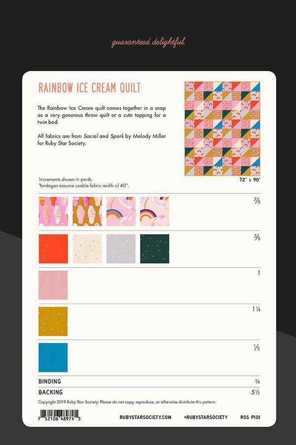 Rainbow Ice Cream Party Quilt by Ruby Star Society