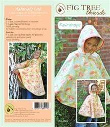 Raindrops Child's Rain Cape or Quilted Poncho, Fig Tree