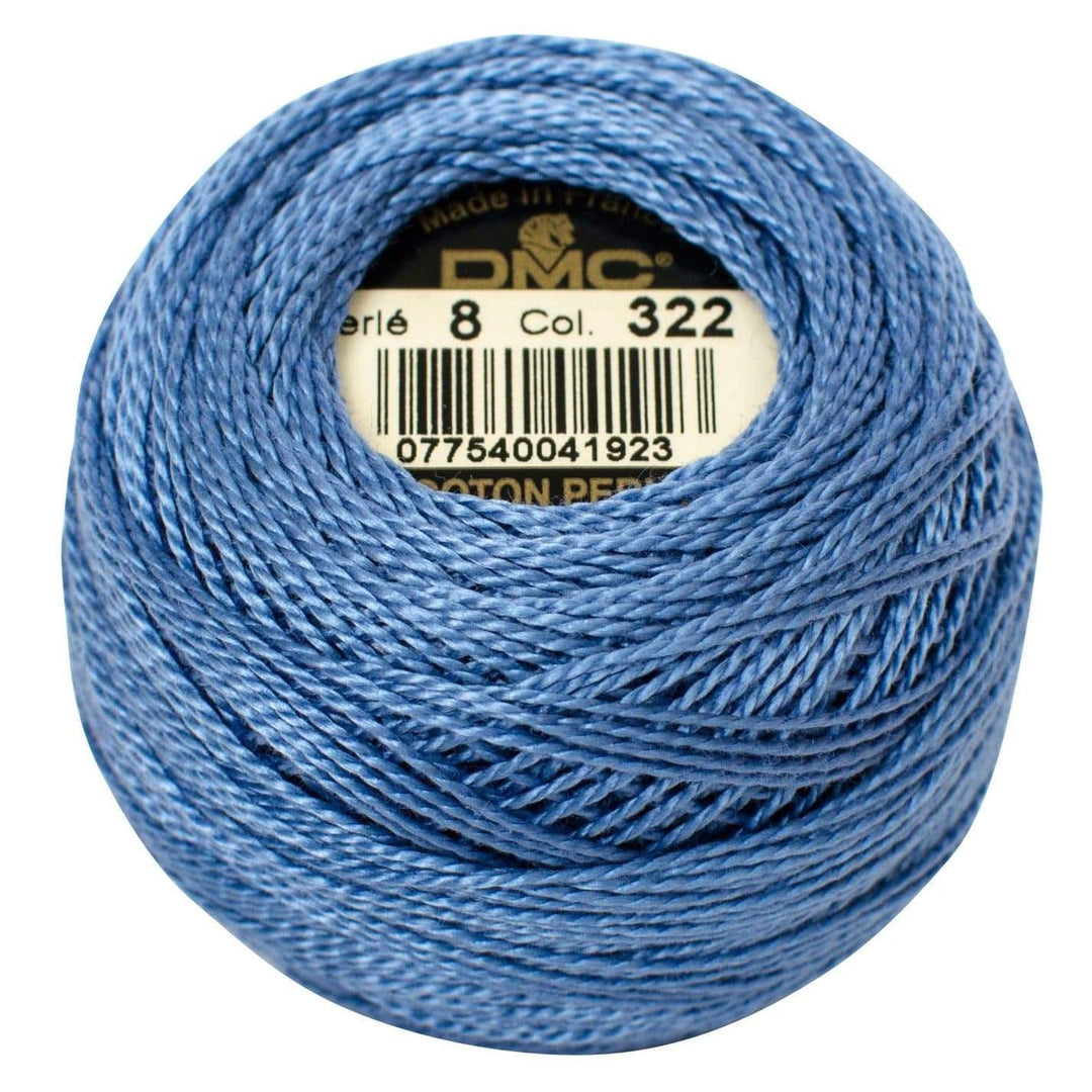 Size 8 Pearl Cotton Ball in Color 322 ~ Dark Baby Blue