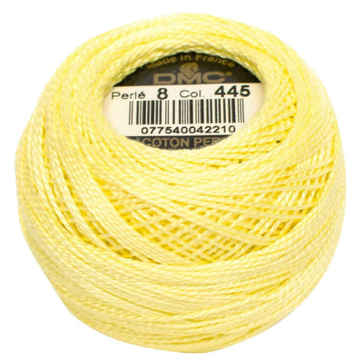 Size 8 Pearl Cotton Ball in Color 445 ~ Light Lemon