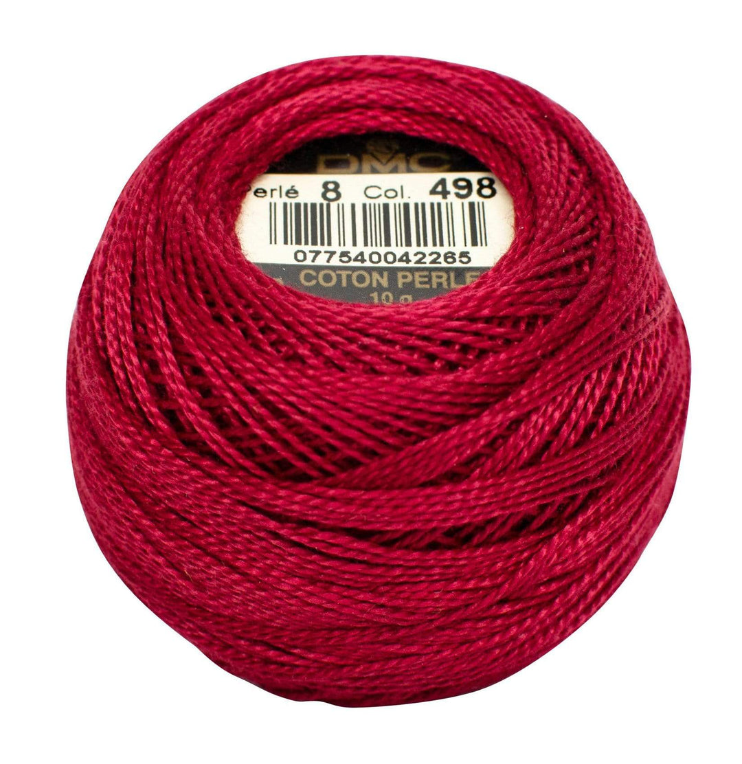 Size 8 Pearl Cotton Ball in Color 498 ~ Dark Red