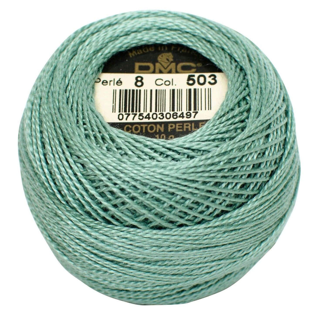 Size 8 Pearl Cotton Ball in Color 503 ~ Medium Blue Green