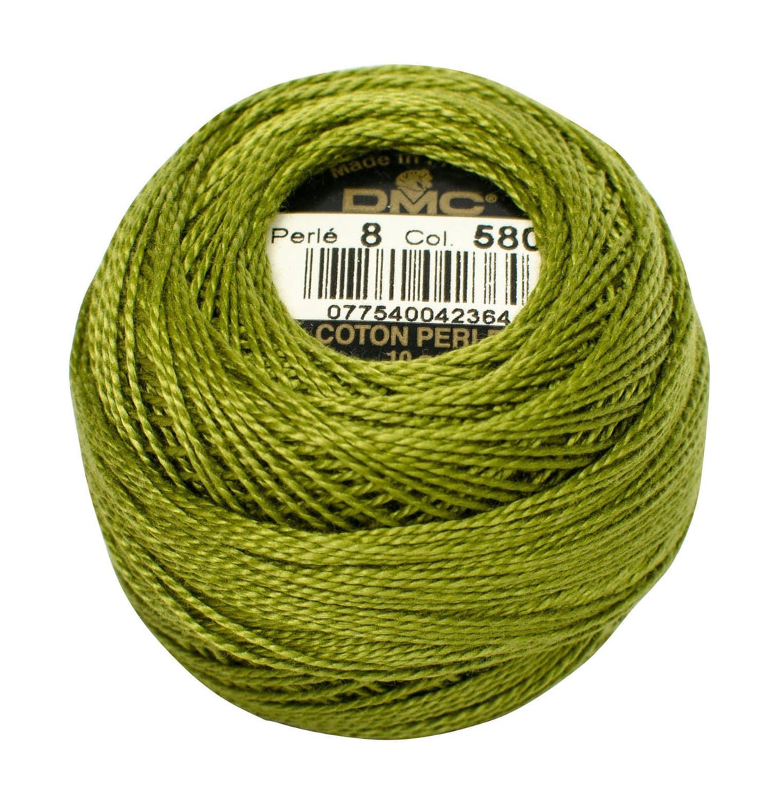 Size 8 Pearl Cotton Ball in Color 580 ~ Dark Moss Green