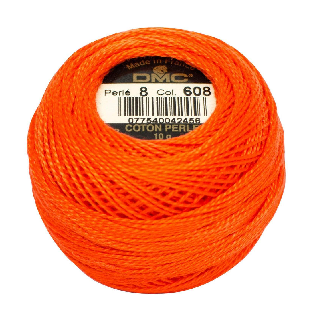 Size 8 Pearl Cotton Ball in Color 608 ~ Bright Orange