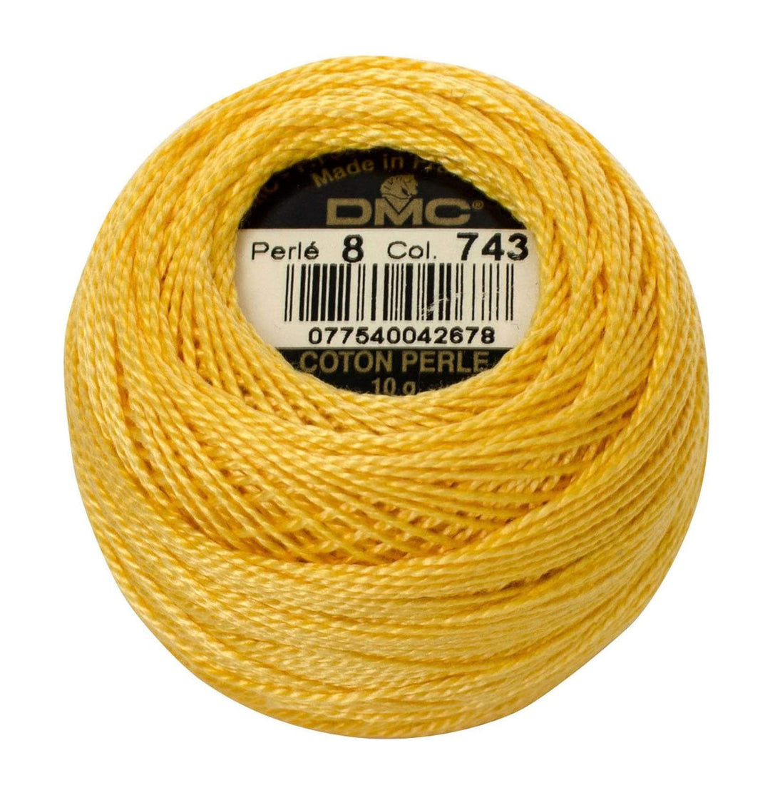 Size 8 Pearl Cotton Ball in Color 743 ~ Medium Yellow