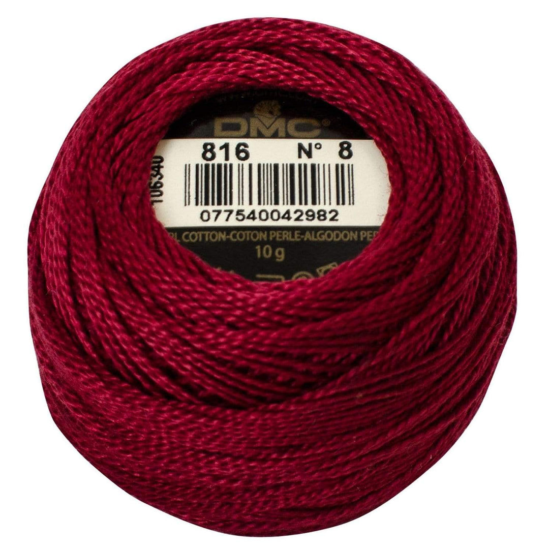 Size 8 Pearl Cotton Ball in Color 816 ~ Garnet