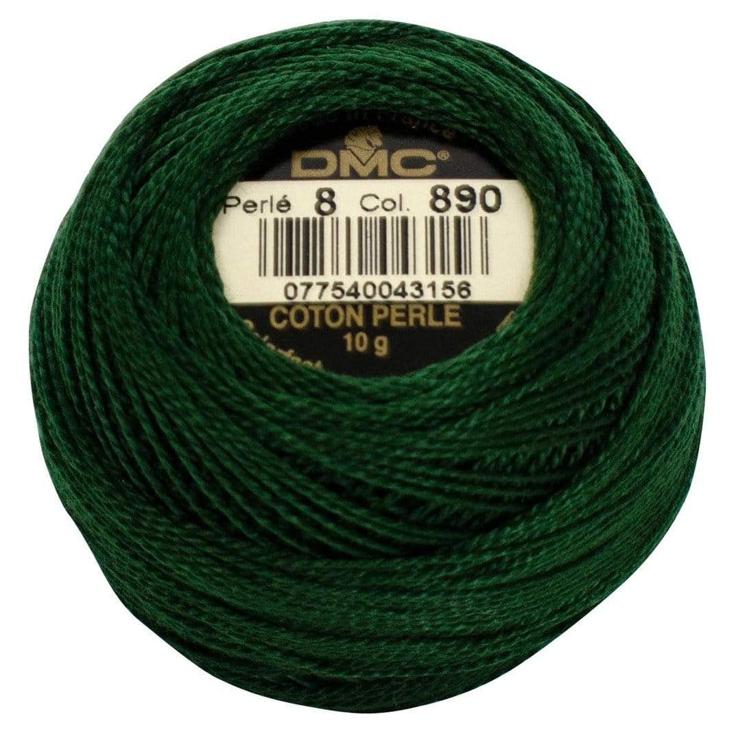 Size 8 Pearl Cotton Ball in Color 890 ~ Ultra Dark Pistachio Green