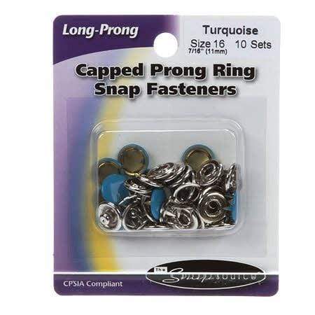Snap Setter Capped Fasteners, Turquoise, 10 Sets, Size 16
