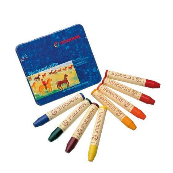 Stockmar Wax Stick Crayons - Set of Eight in Waldorf Colorway in a Tin Case