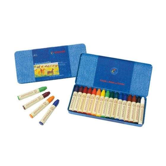 Stockmar Wax Stick Crayons - Set of Sixteen colors in a Tin Case