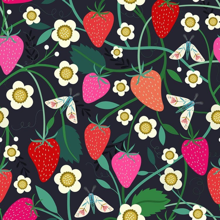 Strawberry in Navy - Strawberry Tea by Bee Brown - Dashwood Studio
