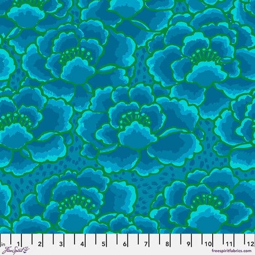 Tonal Floral in Turquoise - Kaffe Fassett Collective