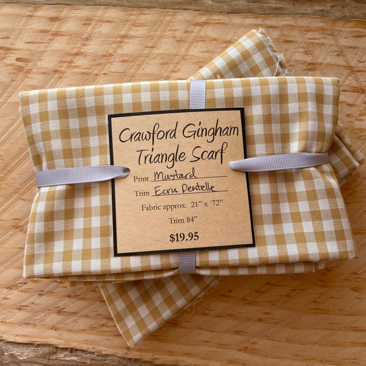 Triangle Scarf Kit - Mustard Crawford Gingham with Ecru Dentelle Lace
