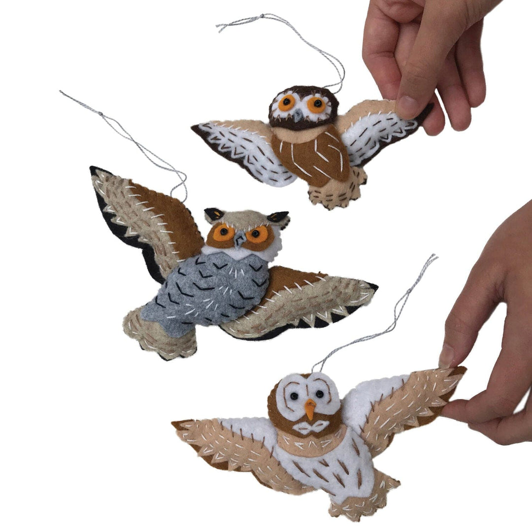 Whimsy Ornament Kit - Great Horned, Barn and Saw-Whet Owl  - Heidi Boyd