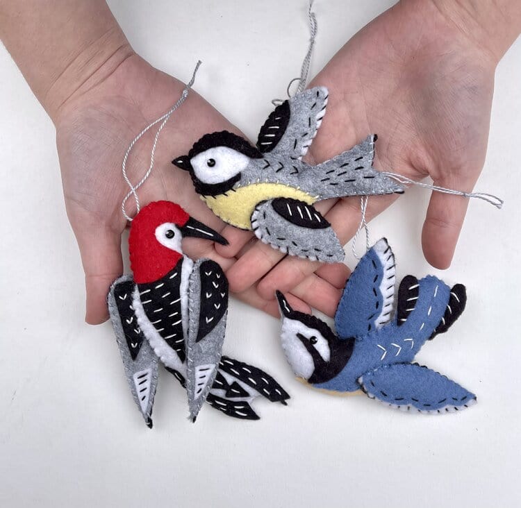 Whimsy Ornament Kit - Woodpecker, Nuthatch, and Chickadee  - Heidi Boyd