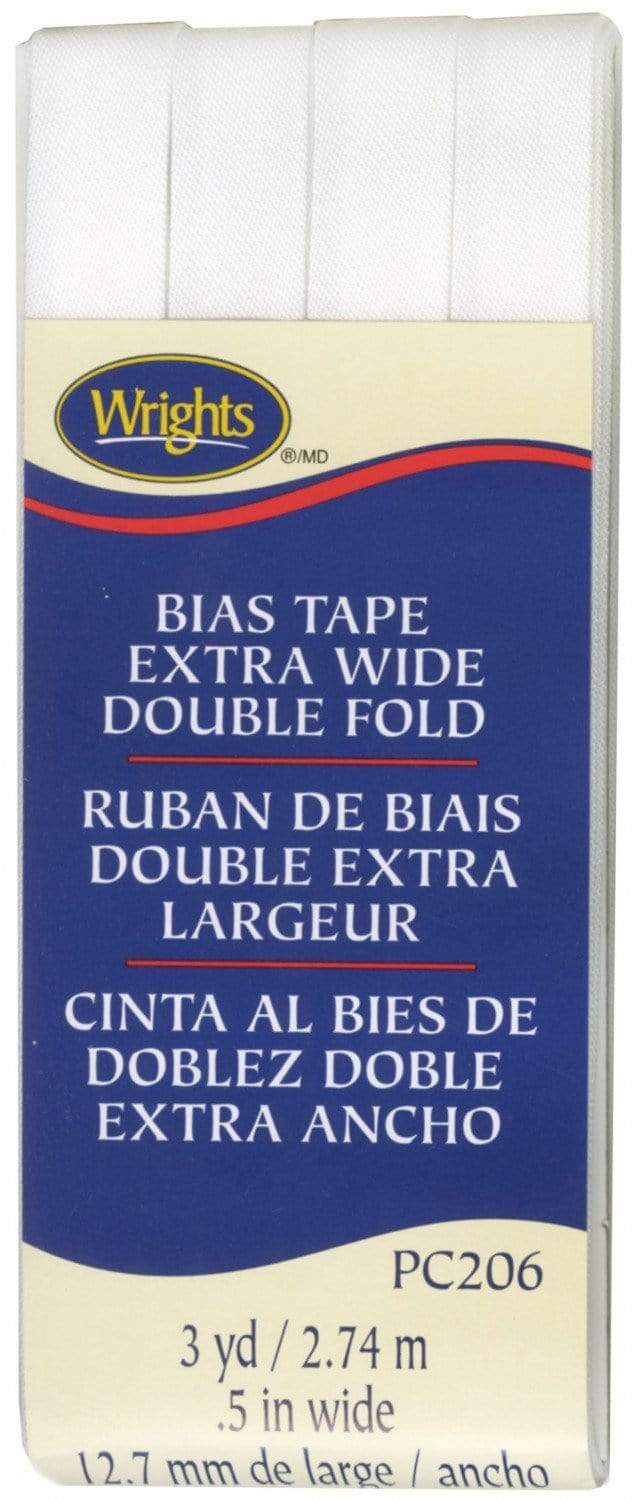 White ~ 1/2" Double Fold Bias Tape from Wrights