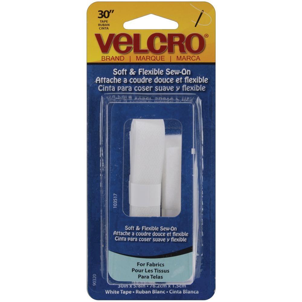 White Soft & Flexible Velcro, 5/8" Wide