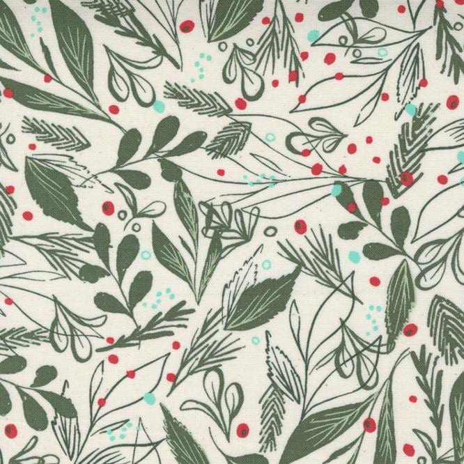 Winter Foliage on Natural - Cheer and Merriment Collection - MODA